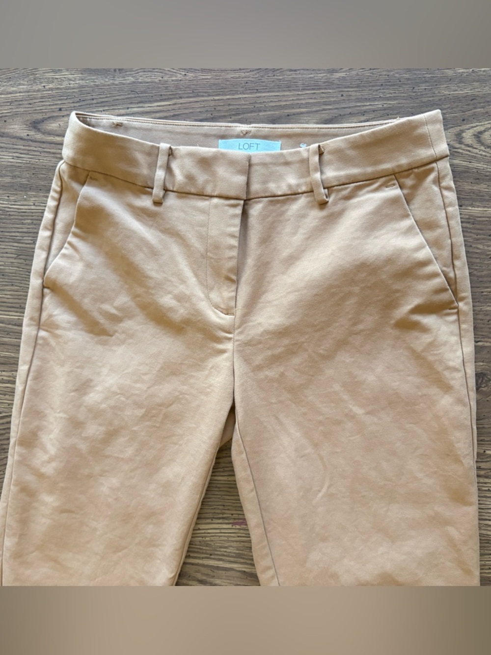 LOFT The Riviera Slim Pants Tan Classic Straight-Leg Size 4P - Picture 4 of 8